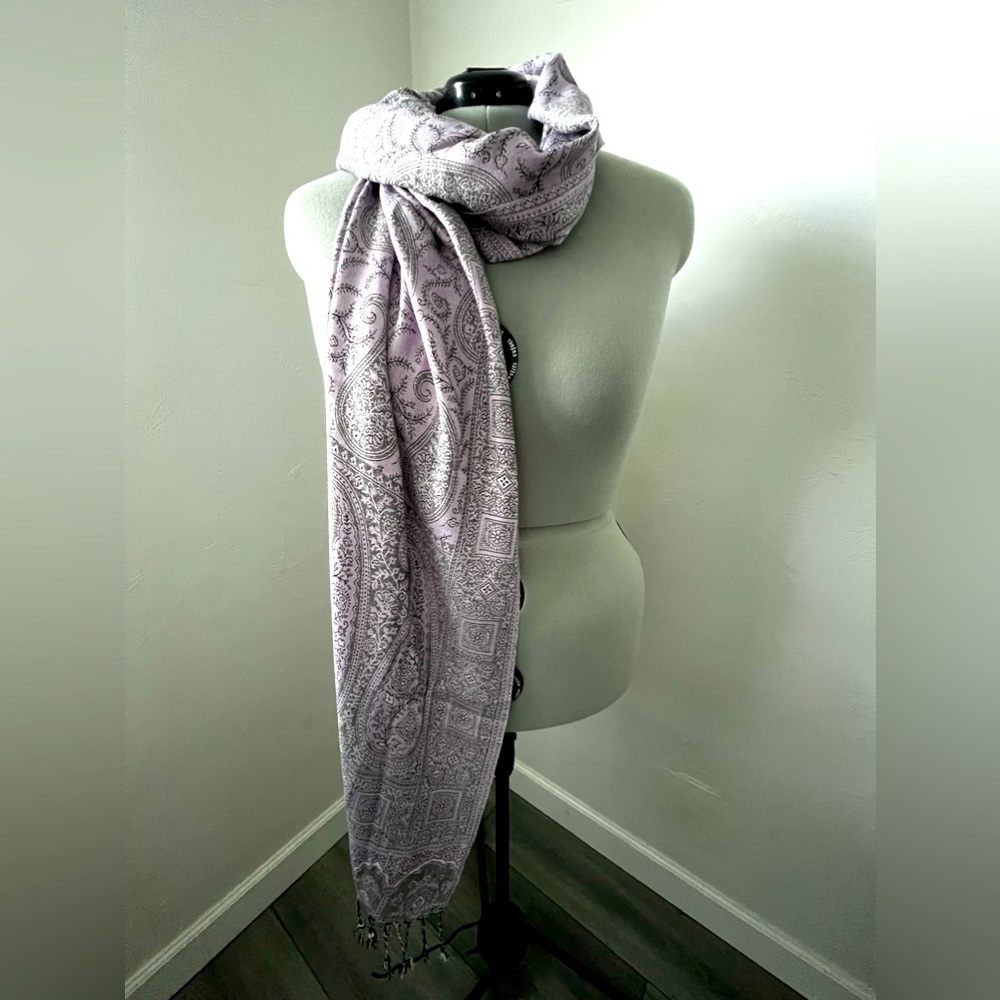 100% Cashmere Pashmina - black and purple
